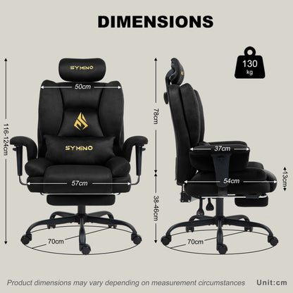 Symino Gaming Chair Faux Suede Office Chair with Footstool, Ergonomic Height Adjustable Swivel Chair, Comfortable Executive Chair for Gaming & Office