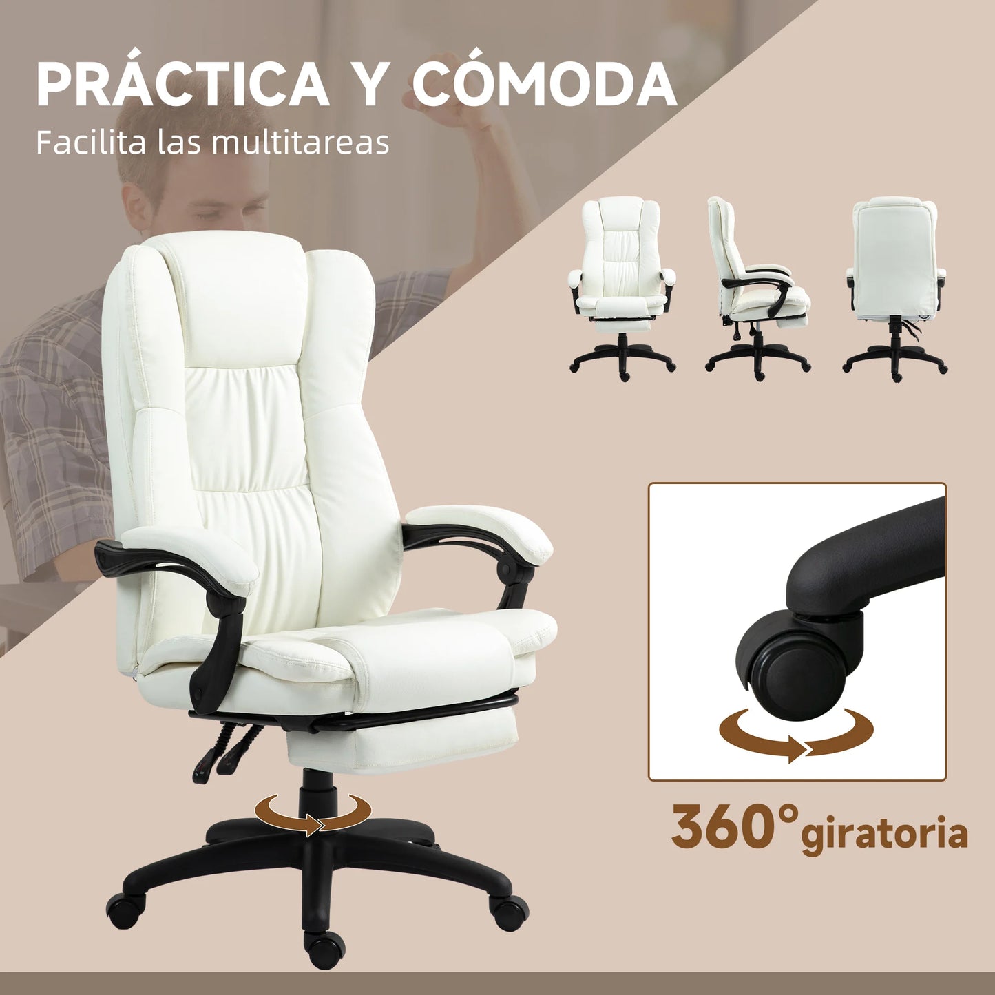 Vinsetto Swivel Office Chair with Adjustable Height Massage and Remote Control