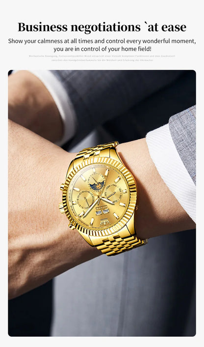 OLEVS 6688 Fashion Automatic Mechanical Men's Watch Moon Phase Dual Calendar Waterproof Luminous Luxury Business Watch for Man