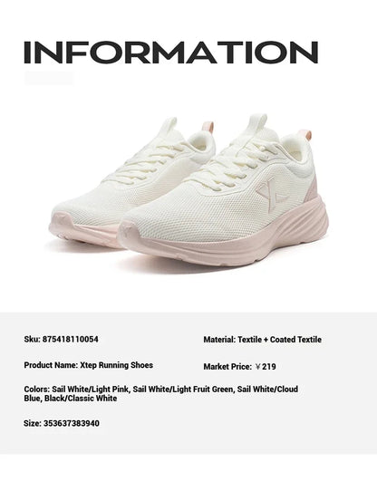 Xtep Women's Running Shoes 2025 Summer New Durable Lightweight Casual Shock-Absorbing Breathable Mesh Sneakers 875418110054