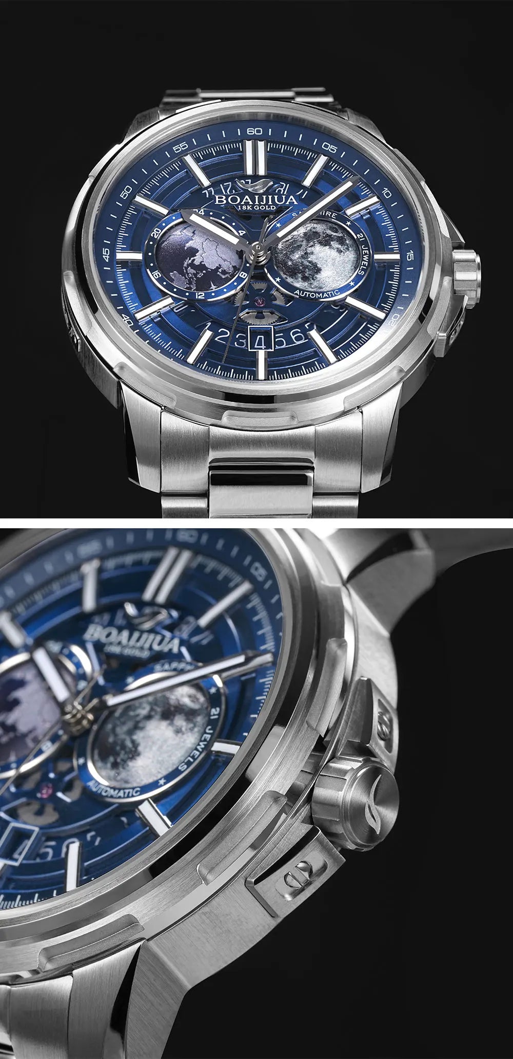 BORIAGE(BOAIJIUA) Automatic Mechanical Watch Creative Starry Sky Watch Water Resistant  Mechanical Watches Birthday Gift for Men