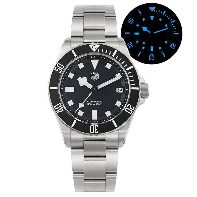  San Martin Grade5 Titanium Watch SN0121TD PT5000/ST2130 Automatic Movement Watch 300M Waterproof Adjustable Clasp Wristwatch
