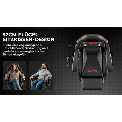 Ergonomic Gaming Chair with Lumbar Support, Adjustable Headrest, Footrest, Height Adjustable Office Gaming Chair for Adults