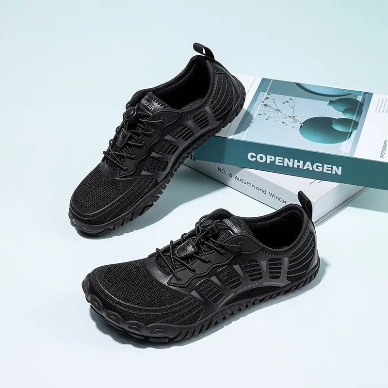 HOBIBEAR Sneaker unisex a punta larga, stile barefoot, antiscivolo, scarpe sportive da esterno con fascia elastica, sneakers da spiaggia