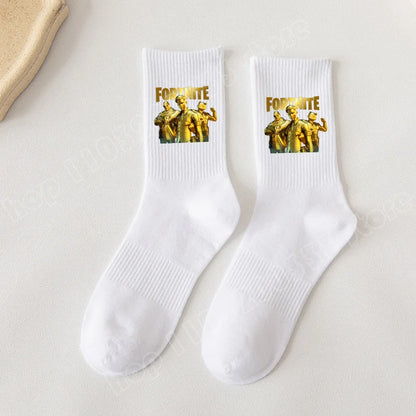 Fortnite Socks Cartoon Game Character Long Sock for Kids tudents in Spring and Autumn Solid Color Cotton Socks Birthday Gifts