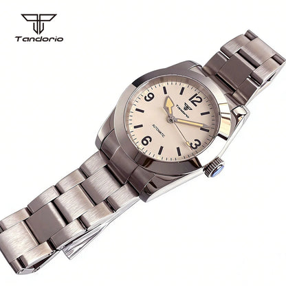 Tandorio Mechanical Automatic 36mm/39mm Explorer Style Watch Sapphire Glass Miyota 8215 or PT5000 Men's Wristwatch Glide Clasp