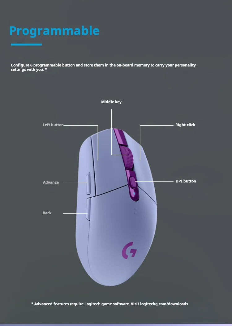 Logitech G304 LIGHTSPEED Kabellose Gaming-Maus, leichte tragbare Maus mit Makro, Jedi Survival, FPS, League of Heroes, Eat Chicken