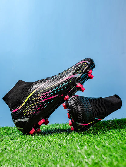 Chaussures de football pour adultes, adaptées à de multiples terrains, avec crampons AG FG, tissu en PU respirant, semelles antidérapantes en TPU, idéales pour l'entraînement et les petits tournois sur gazon.