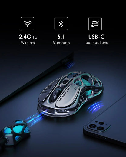 GravaStar Mercury M1 Pro Wireless Gaming Mouse 26000 DPI, Tri-Mode Wired, 2.4GHz & Bluetooth Gaming Mouse with GLOWSYNC RGB