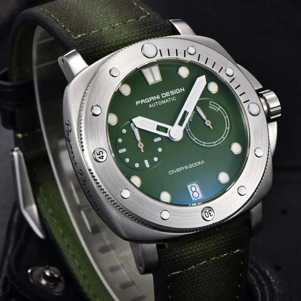 PAGANI DESIGN Men's Mechanical Watch Luxury Sapphire Glass Luminous Automatic Watch 200M Waterproof Stainless Steel Watch