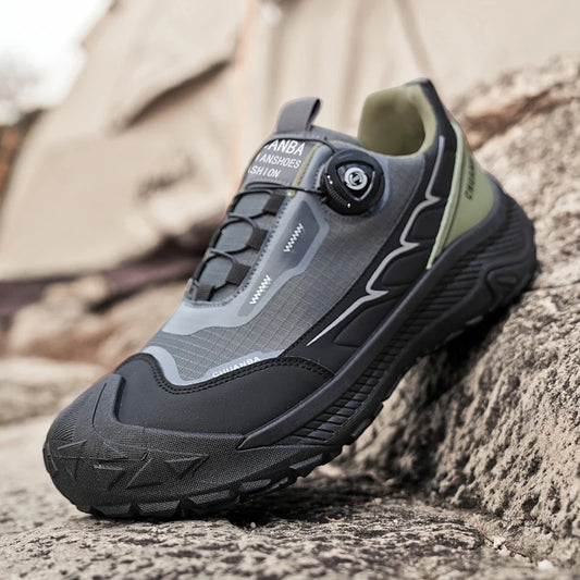 Rotary Buckle Men's Trekking Sneakers Outdoor Platform Hiking Shoes Comfortable Non-Slip Climbing Walking Shoes for Men