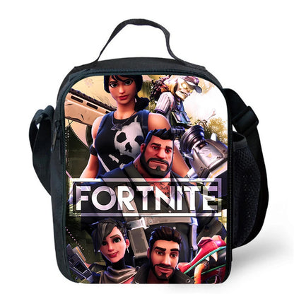 Cartoon FORTNITE Insulated Cooler Lunch Bag, Cute Portable Lightweight Picnic Bag for Boys & Girls Ages 5-10, Kids Daily Food Bag