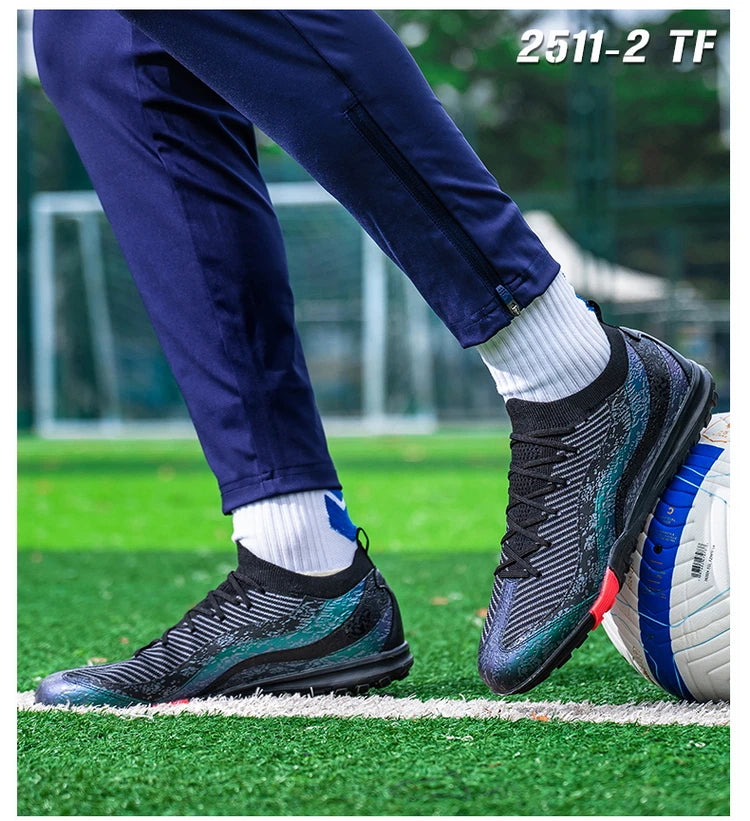 Men Professional Soccer Shoes FG/TF Football Boots Cleats Breathable Non-Slip Training Sneakers for Outdoor Grass Turf  Footwear