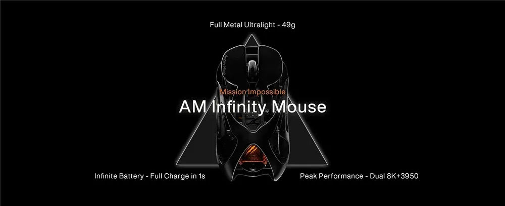 Angry Miao Infinity Gaming Wireless Mouse Metal Ultralight PAW3950 30K DPI Tri-Mode 8K Gaming Mouse with Hot-Swappable Switches