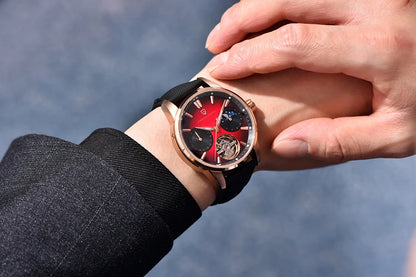 PAGANI DESIGN – luksuzni mehanički sat za muškarce, 41 mm, safirno staklo, kožni remen, vodootporan, u pilotskom stilu, s turbiljonom i fazama mjeseca