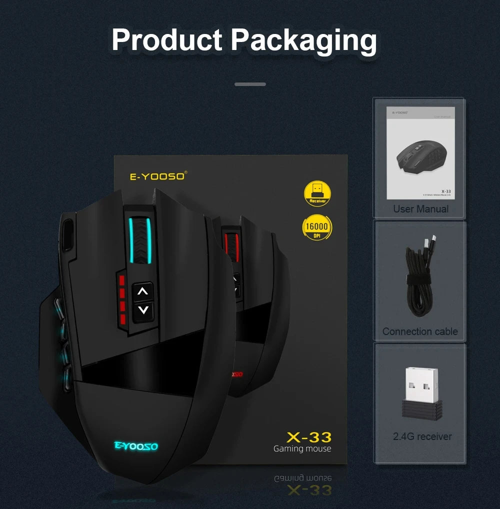E-YOOSO X-33 RGB Gaming Mouse 16000 DPI Wired USB Gaming Mouse with 18 Programmable Buttons for PC & Laptop