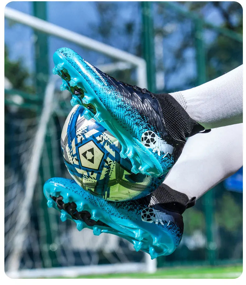 Uomo Donna Scarpe da calcio alte Antiscivolo Sneakers da calcio Traspiranti Scarpe da allenamento per futsal Scarpe da calcio da esterno su erba con tacchetti alla caviglia