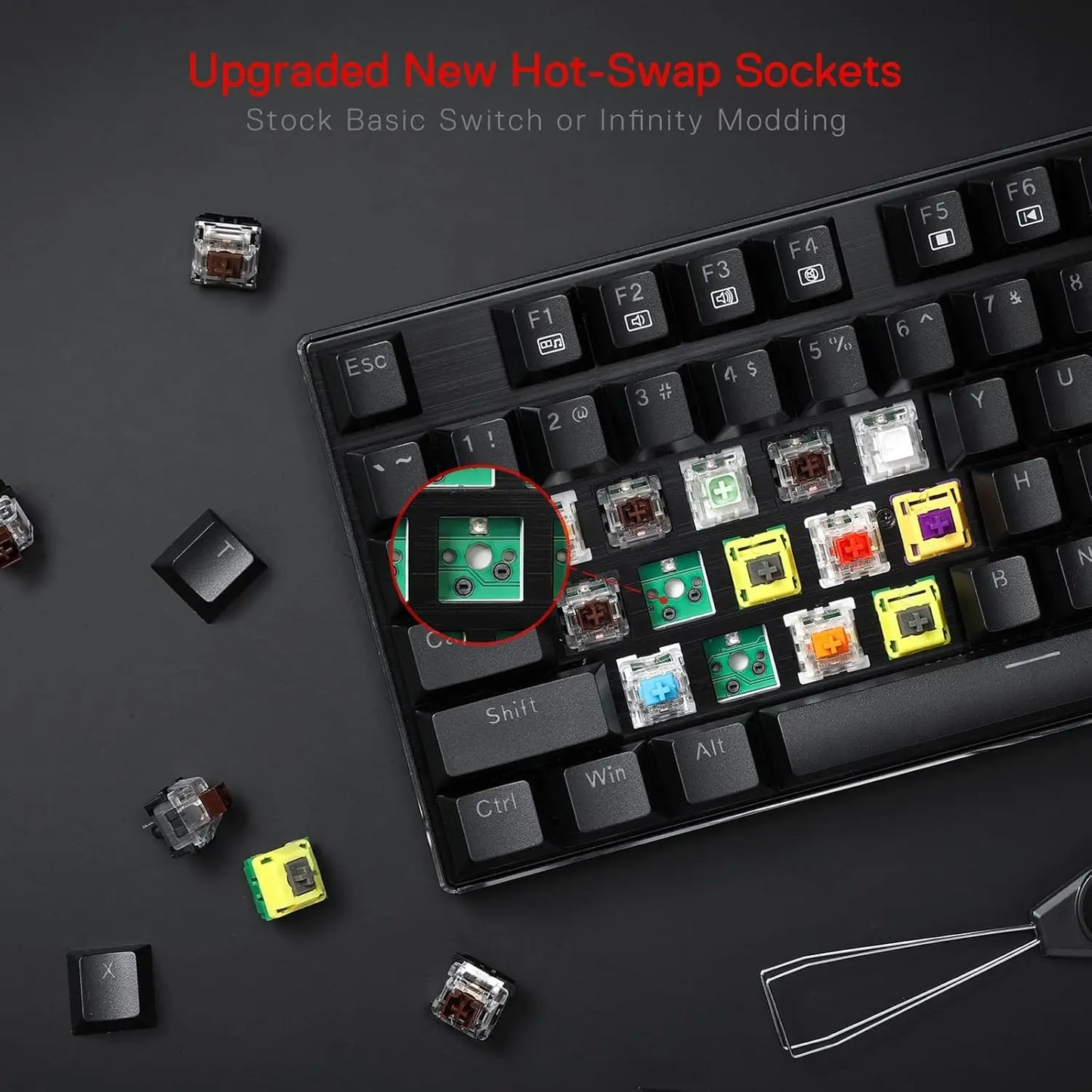 Redragon K556 RGB Mechanical Gaming Keyboard Wired 104 Keys Hot-Swappable RGB Backlit Keyboard with Noise Absorbing Foam & Aluminum Frame