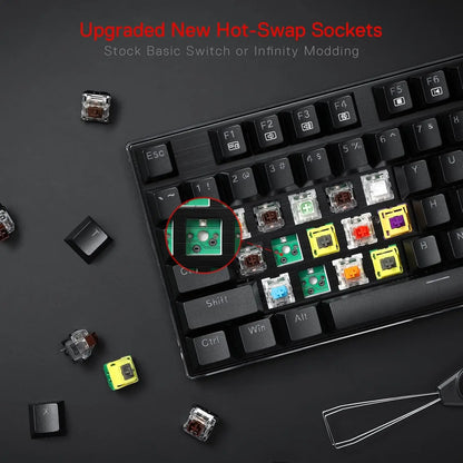 Redragon K556 RGB Mechanical Gaming Keyboard Wired 104 Keys Hot-Swappable RGB Backlit Keyboard with Noise Absorbing Foam & Aluminum Frame