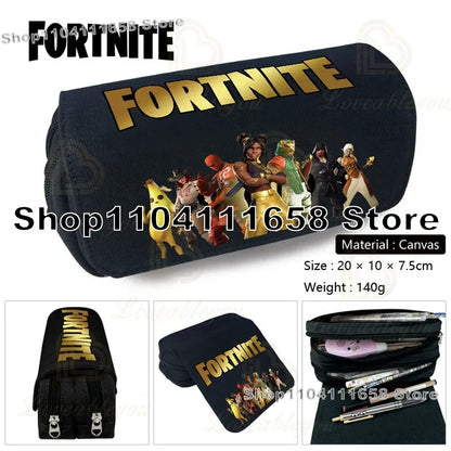 Fortnite Large Capacity Waterproof Velcro Pencil Case, Student Black Estuche Stationery School Pennenzak Supplies