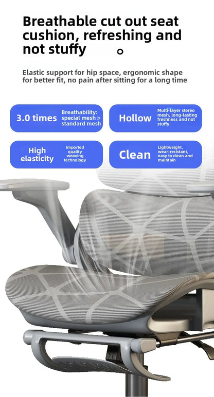 Air Titan kontor- og gamingstol i fuld mesh med ergonomisk lændestøtte i tre zoner til computer- og skrivebordsbrug for studerende, med ventilerende design