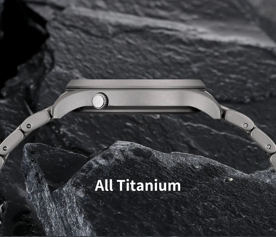 BERNY Titanium Men Quartz Watch AR Coating Sapphire Fashion Wristwatch Luminous VH31 Ultra-thin Wristwatch Waterproof 5ATM Watch