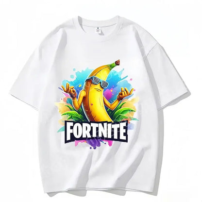 Fortnite Crew Neck T-Shirt Unisex Adult Game Dance Fashion New Pure Cotton Short Sleeve Tops Perfect for Casual Wear Vacations