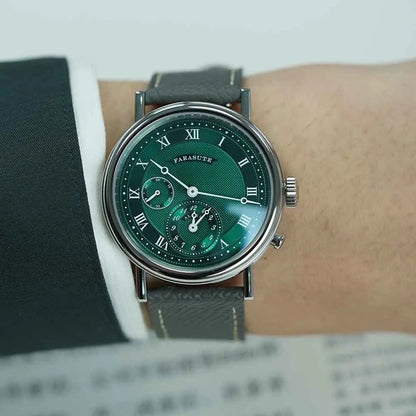FARASUTE Retro Luxury Alarm Clock Quartz Watch Men Waterproof Night Light Wristwatch Casual Sapphire Stainless Steel Male Reloj