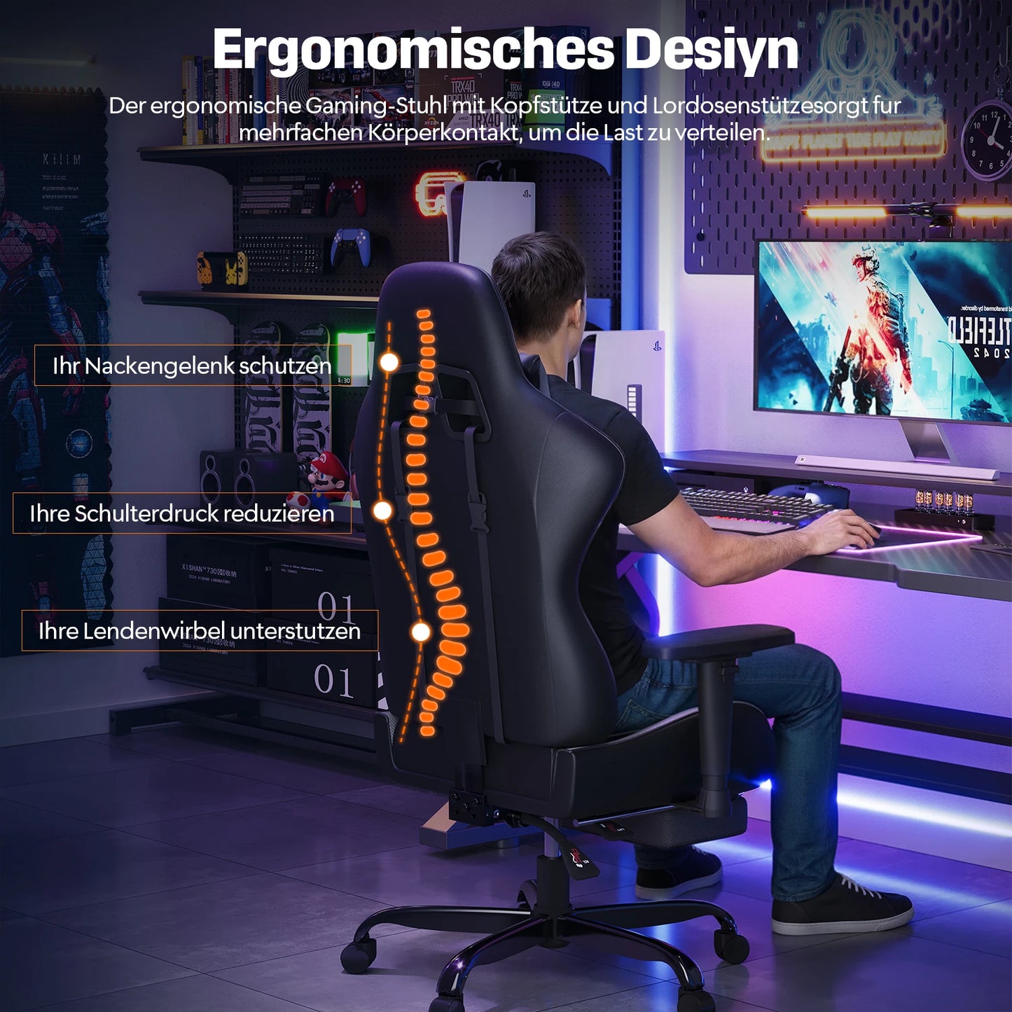 HOMALL Stylish High Quality Gaming chair Ergonomic Adjustable Swivel Comfortable PU leather Office Chair for Gaming & Office