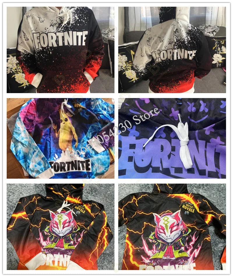 Fortnite Kids Sweatshirt Victory Royale 3D Printed Hoodies for Men, Women, and Children, Game Hooded Streetwear Pullover, Perfect Birthday Gift