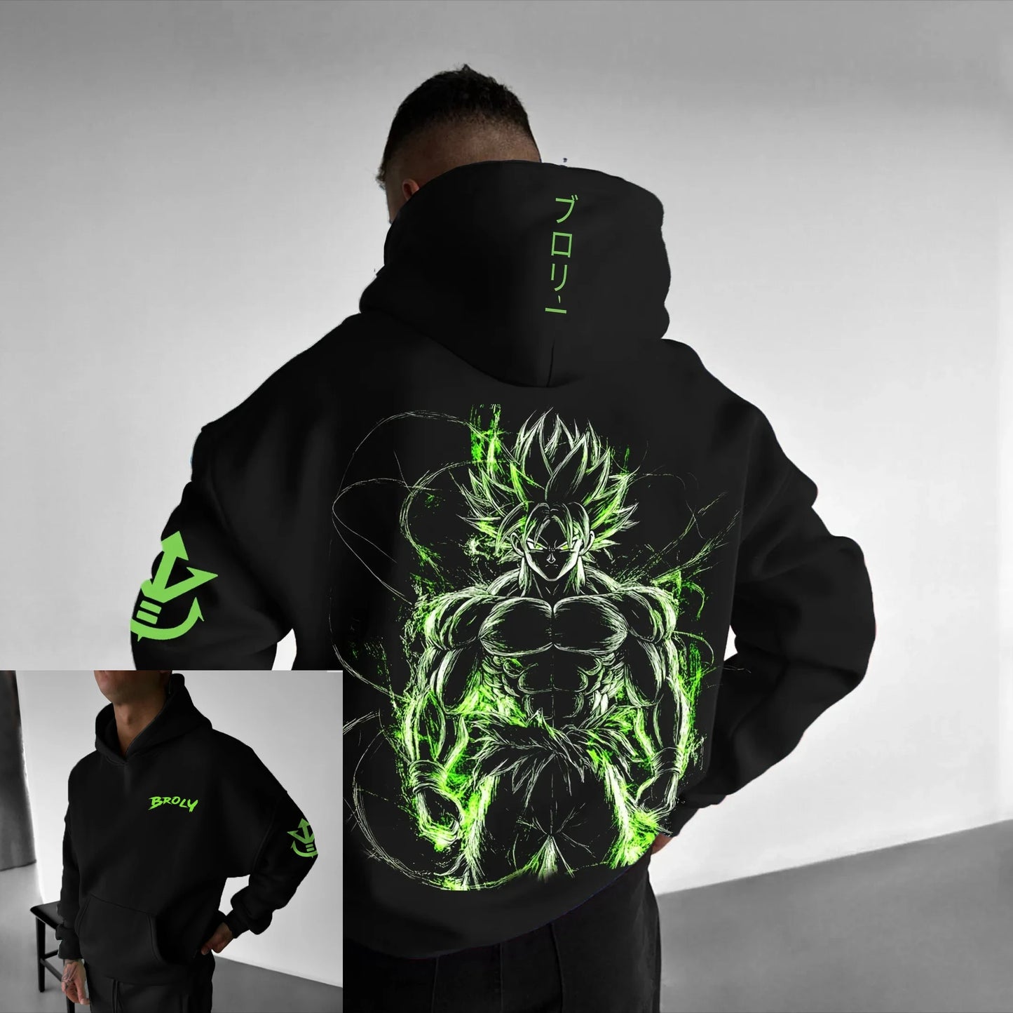 2026 Autumn Winter Dragon Ball Retro Gym Hoodie 100% Cotton Broly Print Oversized Fitness Streetwear for Men Women Adults & Kids