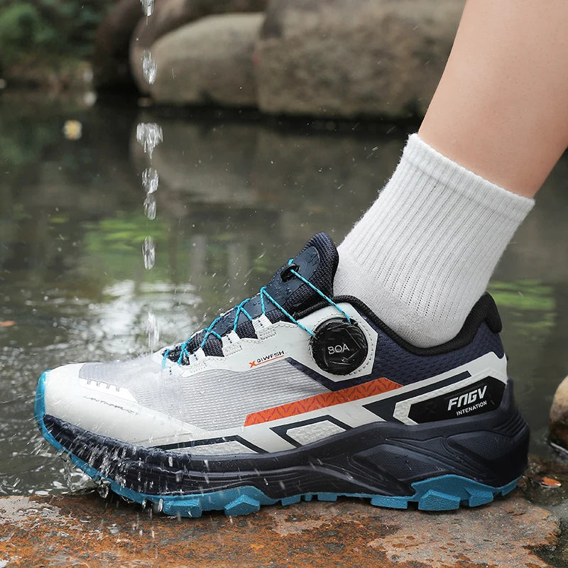 Chaussures de course pour hommes 2025 nouvelles chaussures de randonnée hors route en plein air en maille respirante amorti chaussures de marche plates en maille souple pour homme