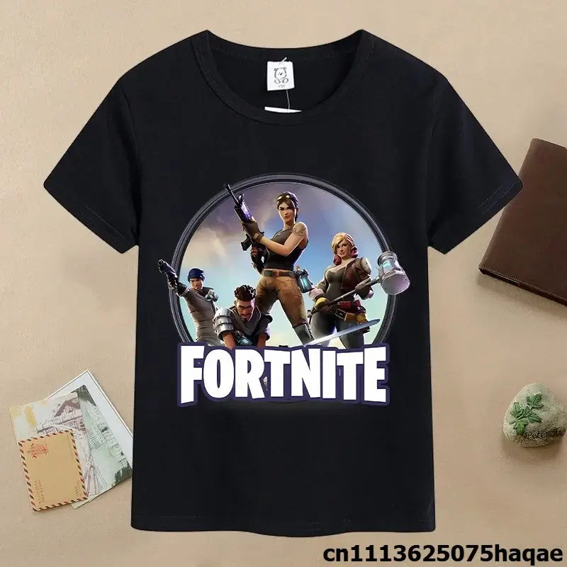 Summer Fortnite Children T-shirt Cartoon Game Figure Printed T-shirt Boys Casual Sports T-shirt Short Sleeves Kids Clothing
