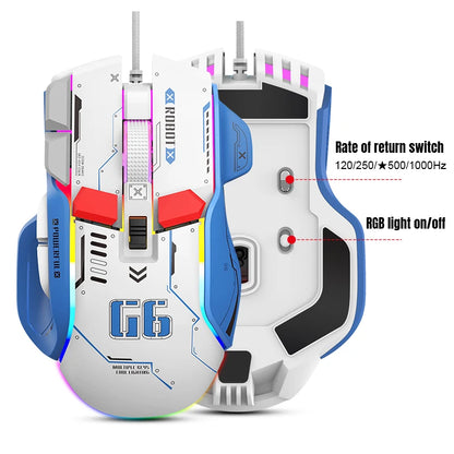 Aukštos klasės programuojama laidinė žaidimų pelė, 12800dpi, 12 mygtukų, RGB, skirta Windows, IOS, namų biurui, nešiojamajam kompiuteriui ir PC