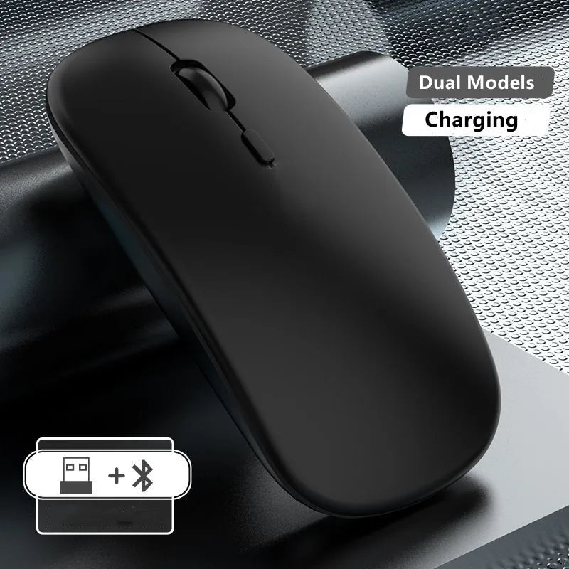 Ratón inalámbrico recargable de doble modo, compatible con Bluetooth y USB 2.4G, para ordenador, portátil, iPad, tablet y notebook, ratón gaming