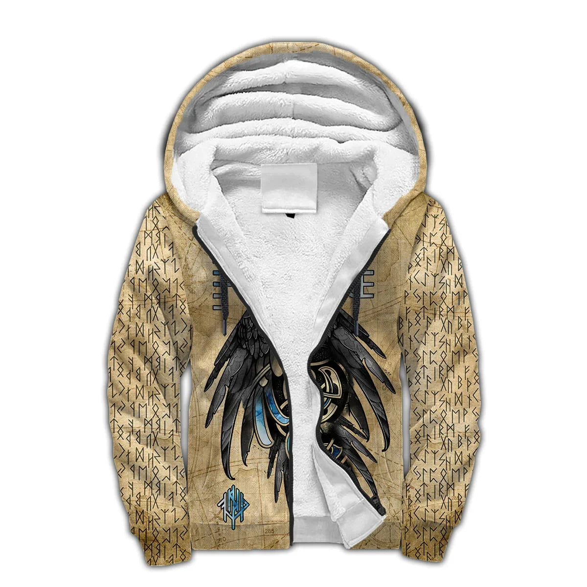 Mjolnir Odin Raven Wolf Tattoo 3D Printed Mens Winter Thicker Zip Hoodie Unisex Casual Hooded Tracksuit Warm Fleece Jacket KD16