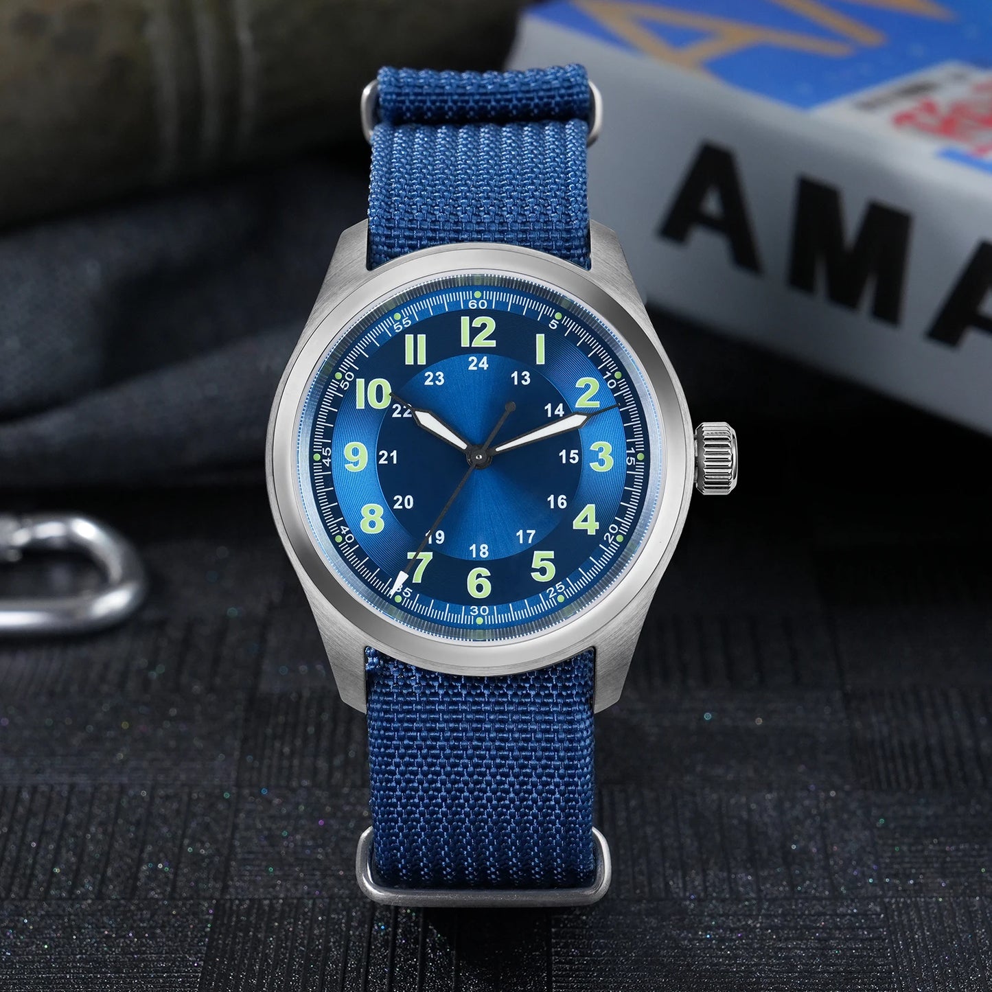 Militado ML08 38mm Quartz Watch VH31 Movement Double Domed Sapphire Crystal Wristwatch Super C3 Green Luminous Vintage Watches