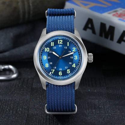 Militado ML08 38mm Quartz Watch VH31 Movement Double Domed Sapphire Crystal Wristwatch Super C3 Green Luminous Vintage Watches