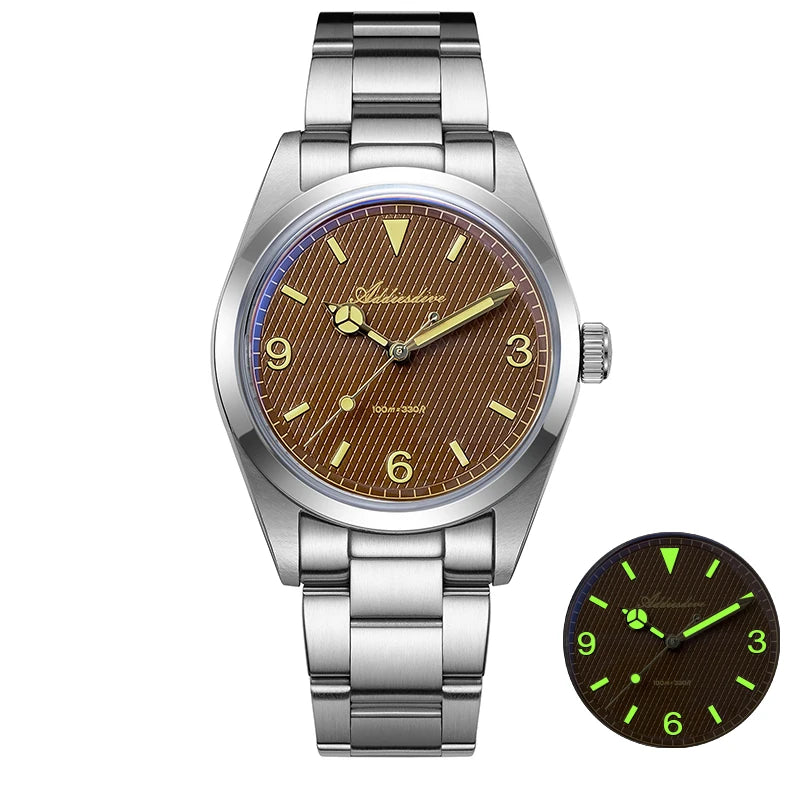 ADDIESDIVE New Men's Analog Watch Bubble Mirror Glass 100m Luminous Men's Quartz Watches with Stainless Steel Bracelet AD2096