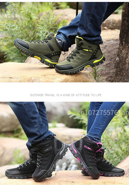 Couples Outdoor Hiking Shoes Comfortable Wear-Resistant Camping Climbing Mountain Shoes Breathable Sports Shoes Camping Boots