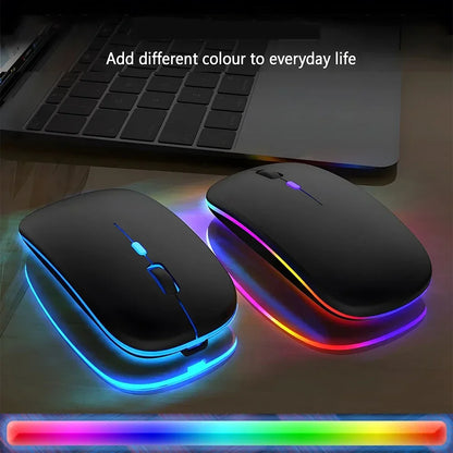Ratón inalámbrico recargable de doble modo, compatible con Bluetooth y USB 2.4G, para ordenador, portátil, iPad, tablet y notebook, ratón gaming