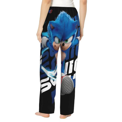 Custom Women Soniced Pajama Pants Printed Hedgehog Game Sleep Sleepwear Bottoms with Pockets