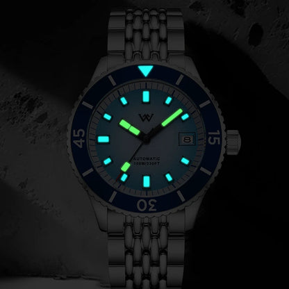 WM Watch Automatic Mechanical Diver Watches Men Sparkle Grain Gradient Dial Ceramic Bezel NH35 AR Coated Welly Merck Watch WM212