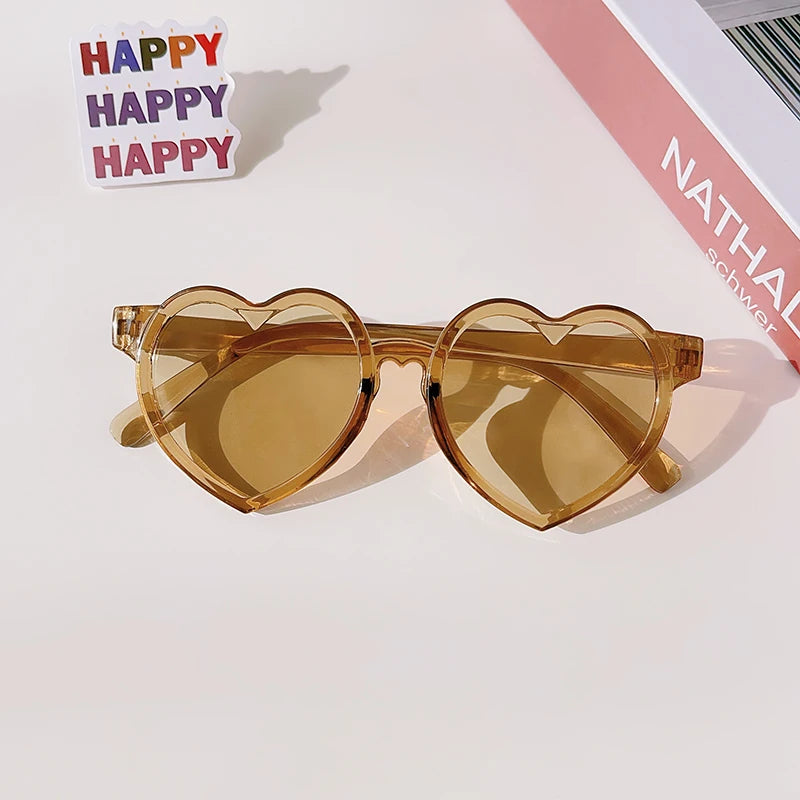 New Kids Cartoon Heart Sunflower Fruit Rabbit Ears Sunglasses Girls Boy Children Outdoor Round Polarized UV400 Sun Glasses