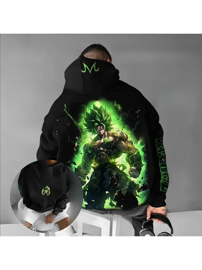 Oversized Dragon Ball Broly Anime Print Hoodie Men Women Streetwear Loose Casual Pullover Sweatshirt Spring Autumn Trend Y2k Top