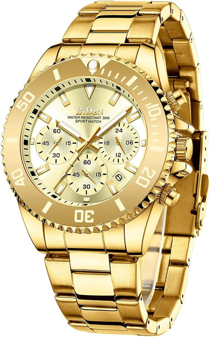 BIDEN Multi-functional men's quartz watch luxury waterproof night light business style diving series casual fashion watch