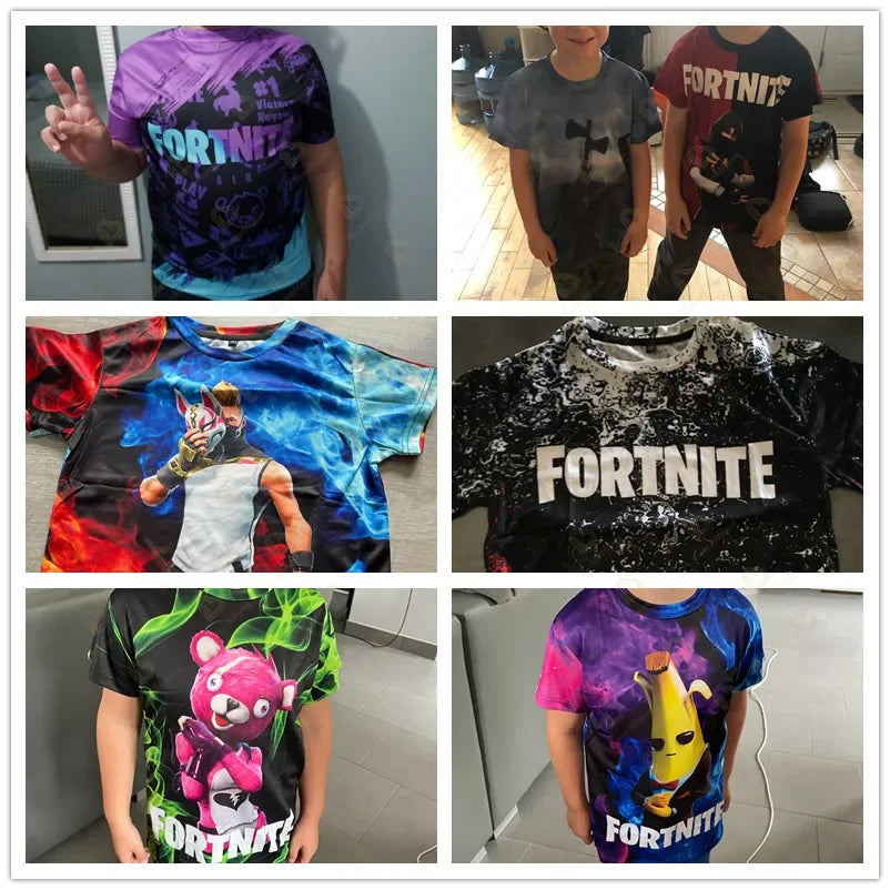 Peely Fortnite T-Shirt Round Neck Summer Short Sleeve Battle Royale Streetwear Top for Casual Wear