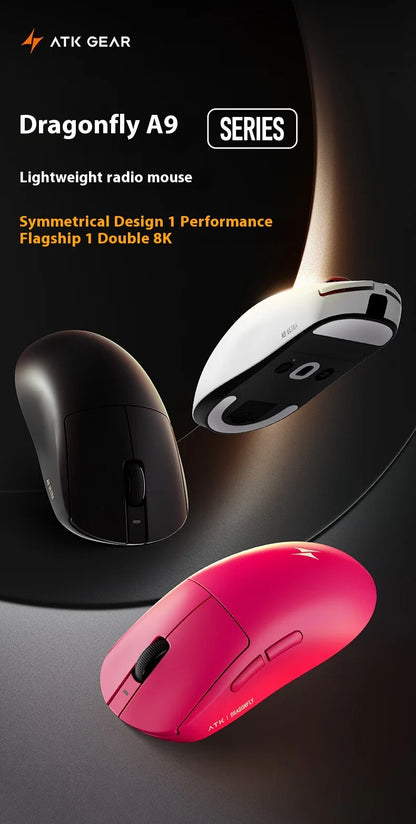ATK A9 Ultra Wireless Gaming Mouse Tri-Mode 8K, 53g Lightweight Gaming Mouse with Bluetooth, 2.4GHz & Wired, Esports Mouse for PC