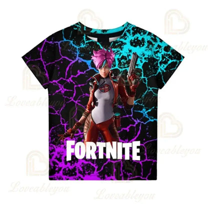 Fortnite Boys T-shirt Kids Tops Summer Children Clothes 3D Funny Battle Royale Game Graphics T-Shirt Toddler Girls Top Tee