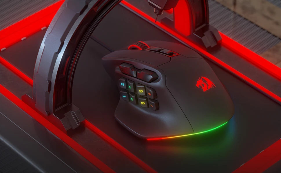 Redragon M811 Aatrox MMO Gaming Mouse, Wired RGB Gaming Mouse with 15 Programmable Buttons, 12400 DPI Ergonomic Optical Gamer Mouse